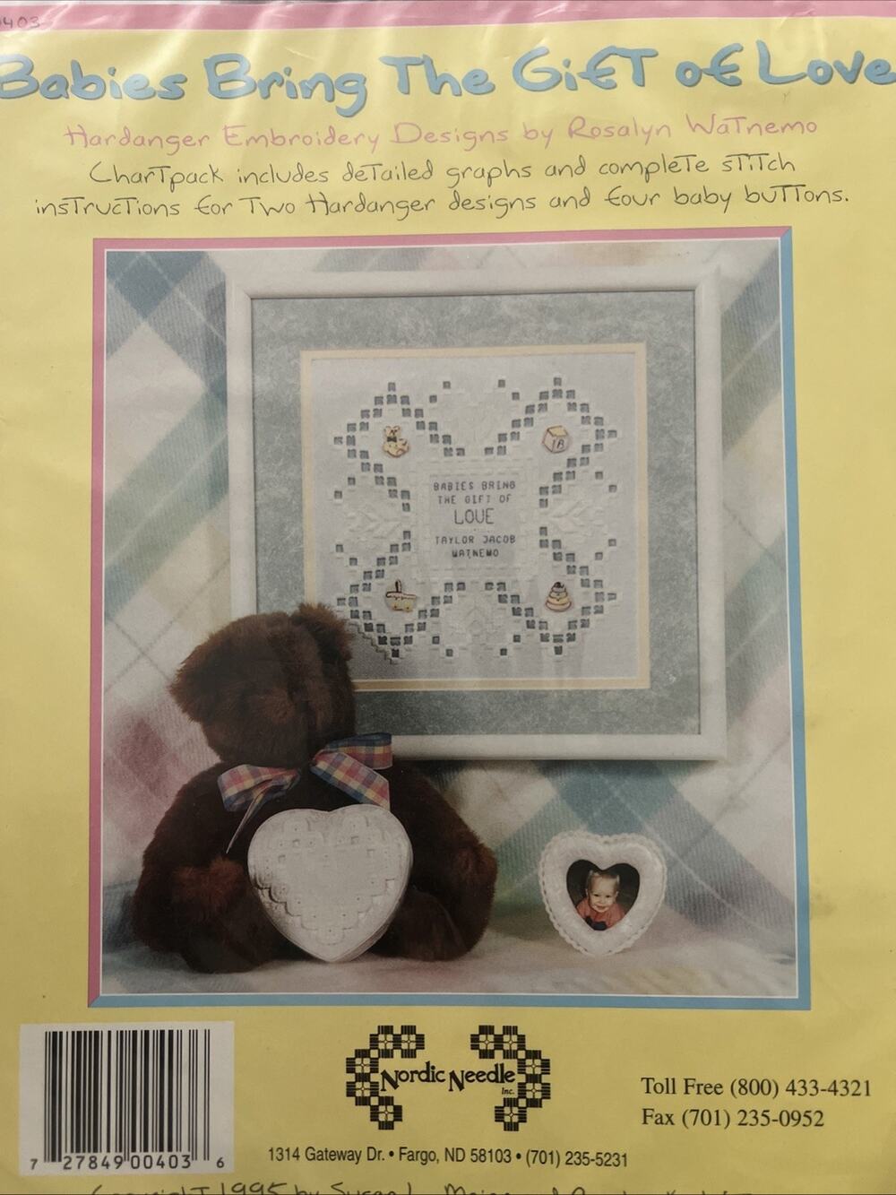 Nordic Needle Hardanger Embroidery Kit Babies Bring The Gift Of Love & Buttons